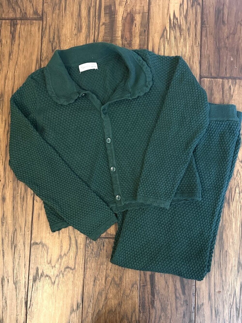 Rylee + Cru 6-7Y Green Rio Cardigan and Wide-Leg Pants Sweat Set